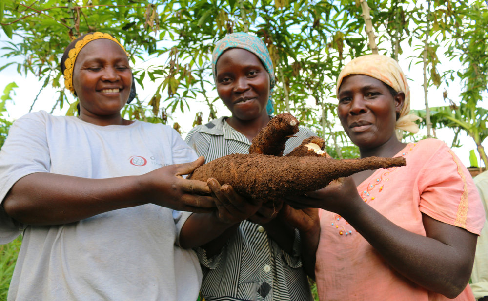 International 1 Medium Annual Report Story three women posing with their crops
