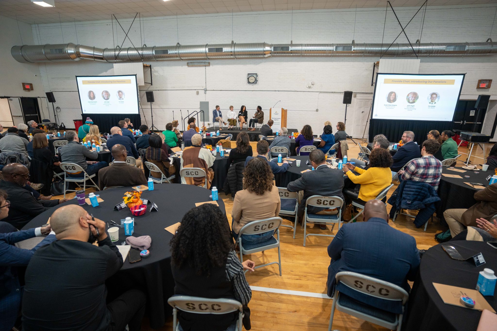 At a community gathering at Sabathani Community Center on October 31, 2023, GroundBreak Coalition partners announced investments of nearly $1 billion to expand wealth building opportunities in Minneapolis-St. Paul. This is a significant step toward the coalition’s goal of mobilizing $5.3 billion over the decade to expand equitable wealth-building through an innovative approach shaped by community members. Photo by Molly Miles