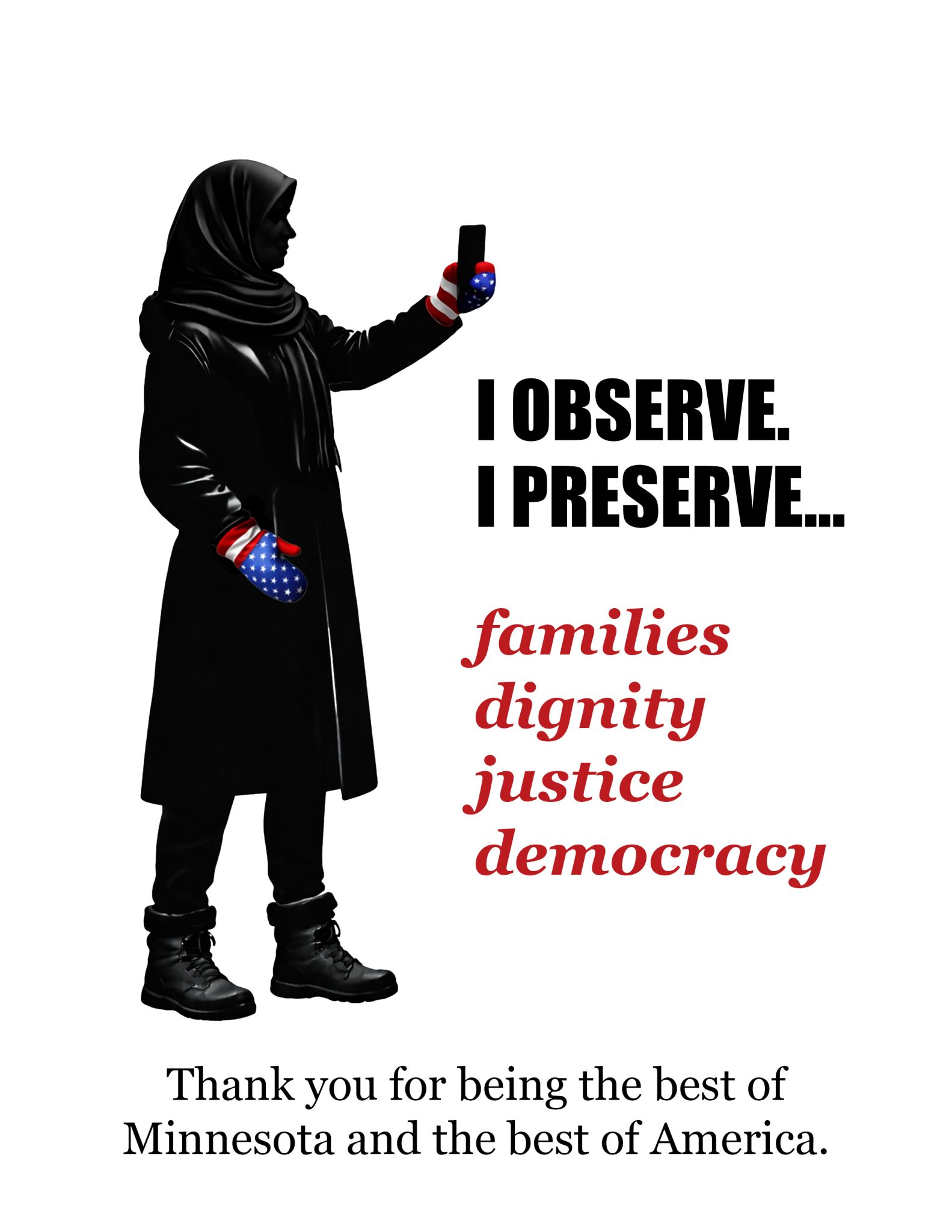 I observe. I preserve families, dignity, justice, democracy. I observe. I preserve families, dignity, justice, democracy.