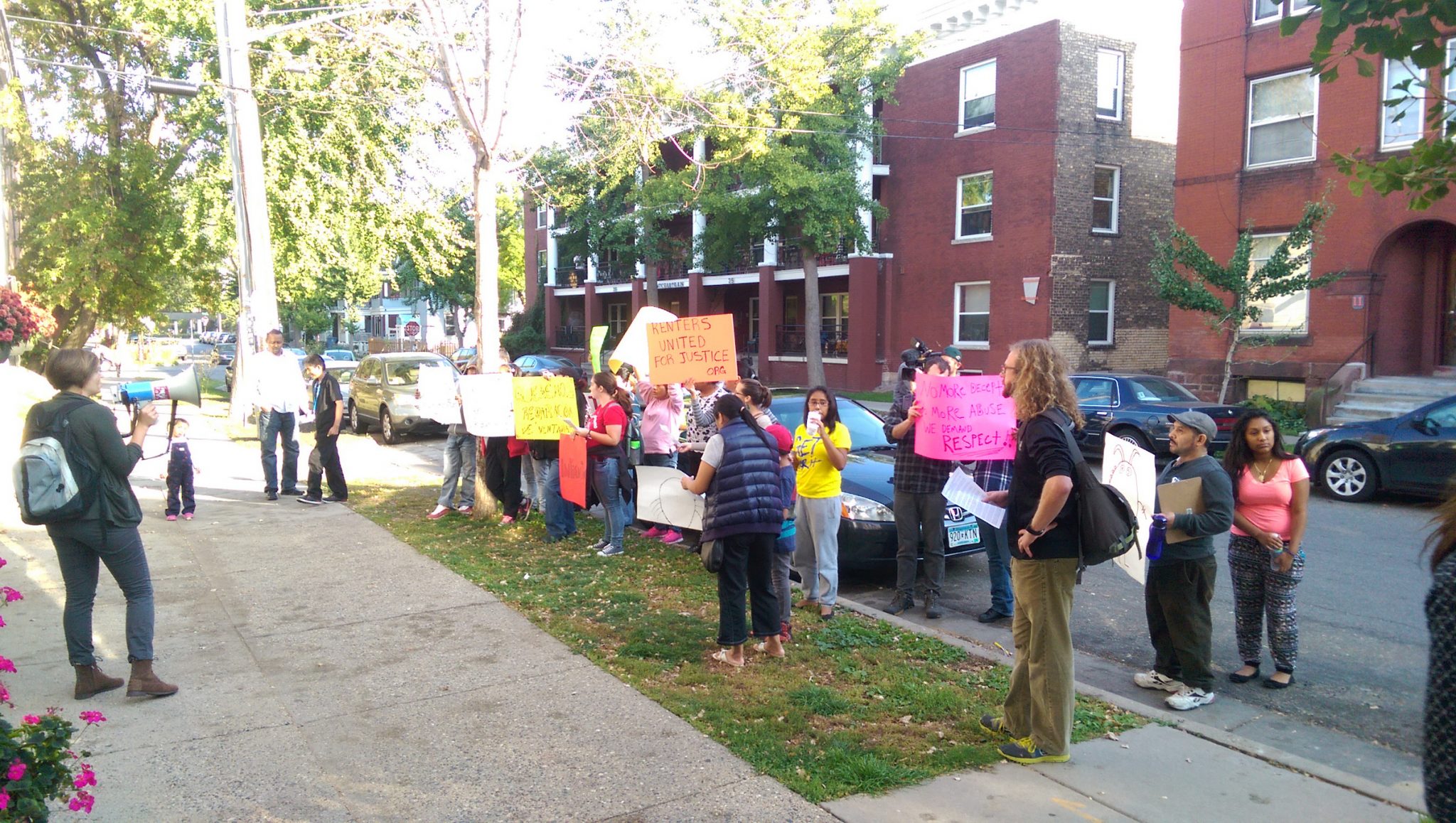 a group of people protesting