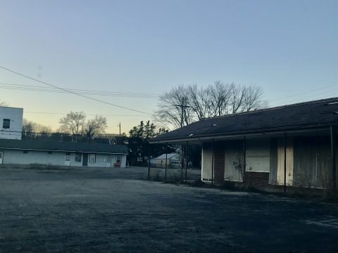 Sarah Spence's hometown of Oak Hill with two shuttered buildings