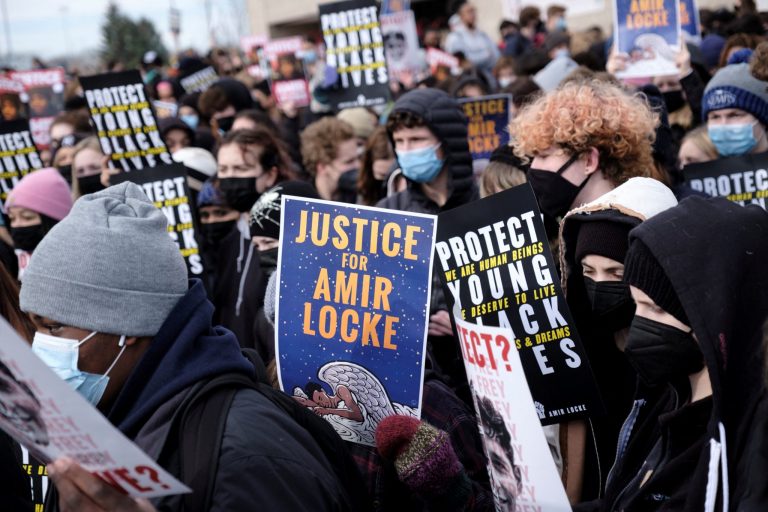 Students participating in a walkout demanding justice for Amir Locke on February 8 in St. Paul. Credit: REUTERS/Tim Evans
