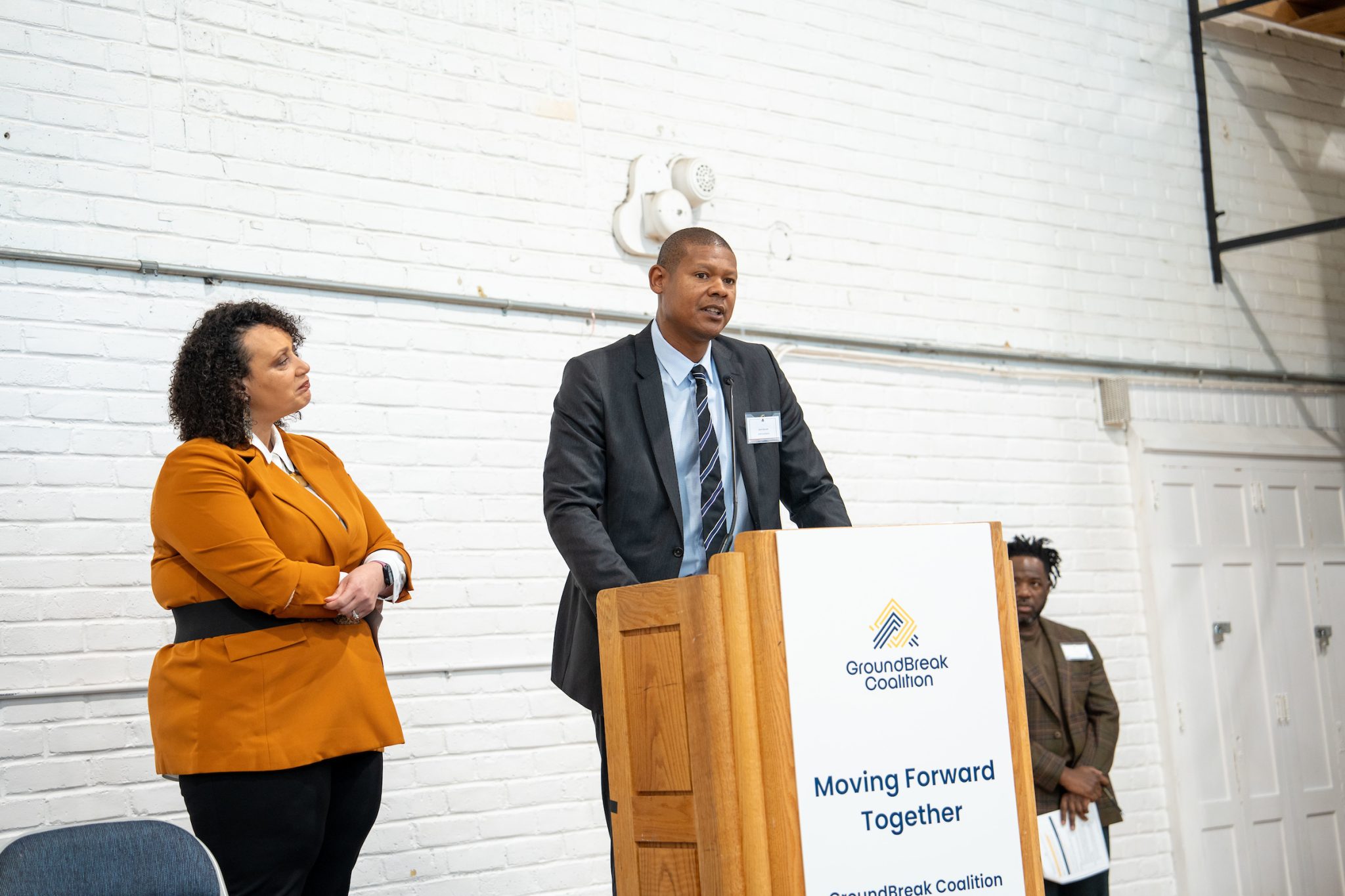 McKnight Foundation president Tonya Allen and GHR Foundation senior program officer Kevin Bennett. Credit: Molly Miles