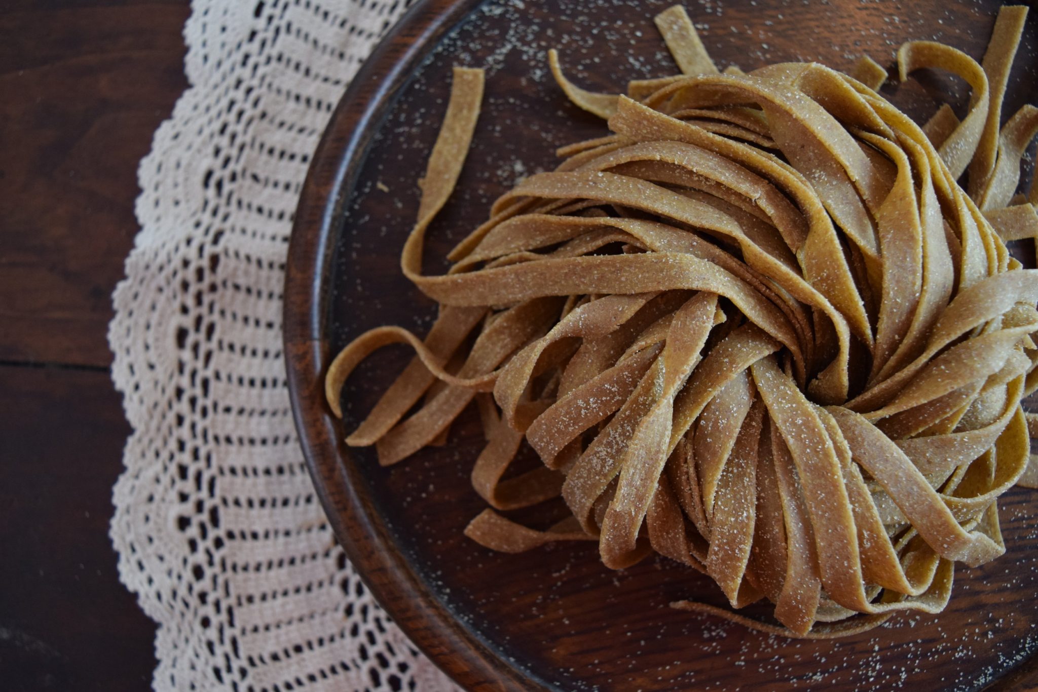 Kernza-based pasta created by Dumpling & Strand.